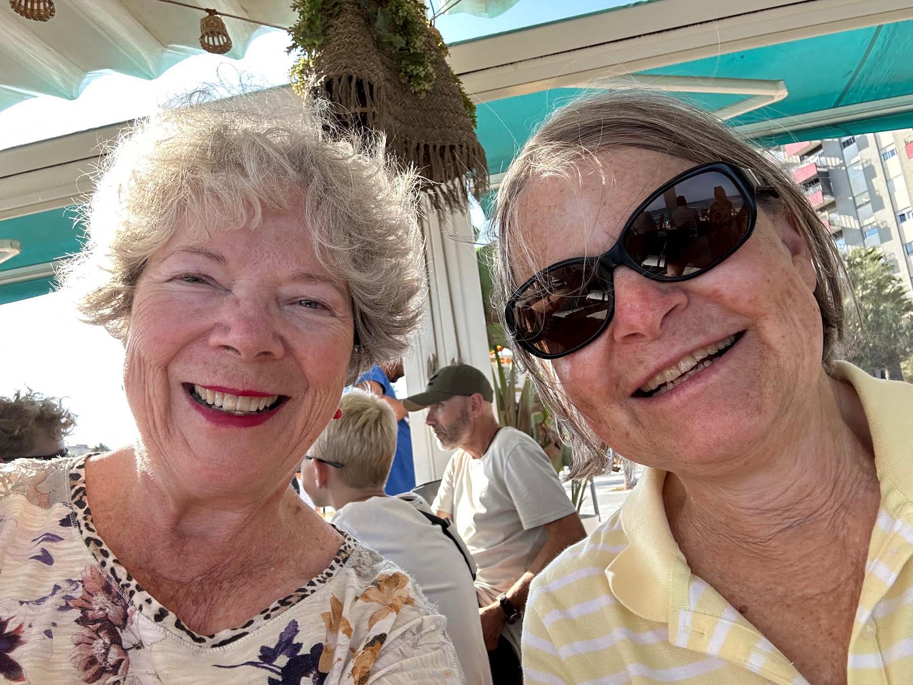 Debbie Casey and Gillian (Duder) Huntley in Barcelona